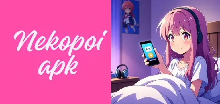 Download Nekopoi APK 2025 – Versi Terbaru untuk Android & PC Tanpa VPN: Anime girl watching anime on phone at night with Nekopoi APK